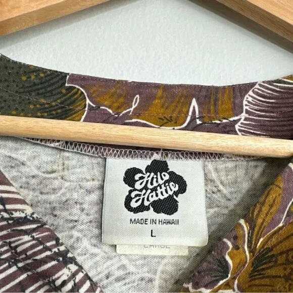 Hilo Hattie Women Short Sleeve Hawaiian Maxi Dress Size L Made In Hawaii Purple - Picture 2 of 8